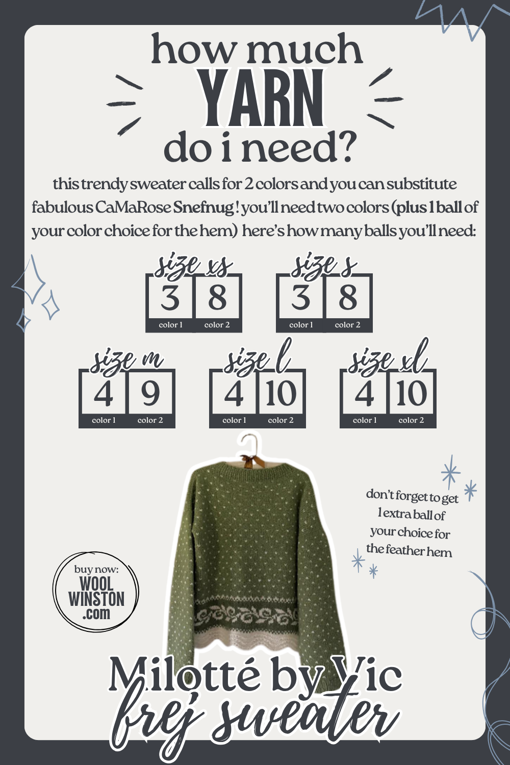 How Much Yarn Do I Need? Frej Sweater by Milotté by Vic